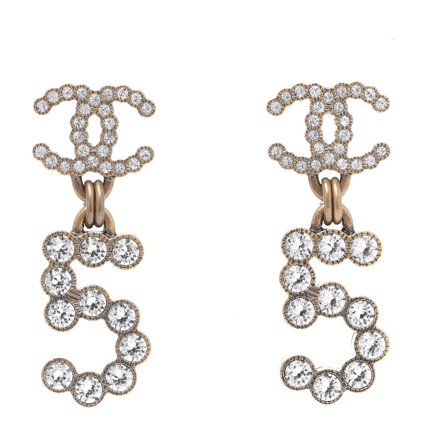 Metal Crystal City of Lights No 5 Drop Earrings Gold