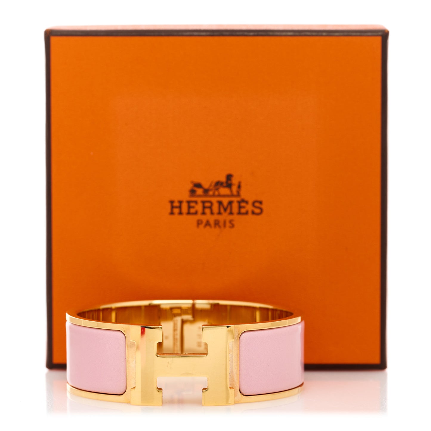 Enamel Wide Clic Clac H Bracelet GM Bois de Rose