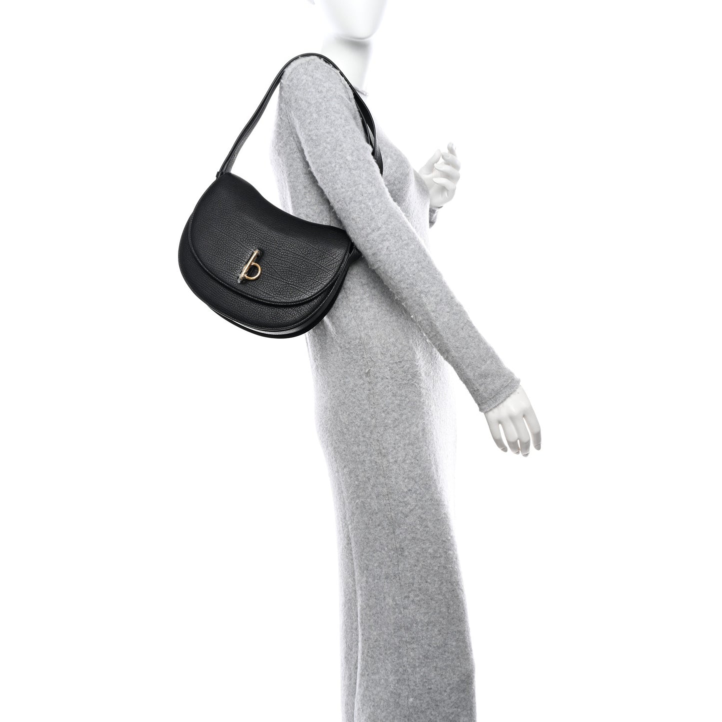 Calfskin Mini B Clip Messenger Crossbody Black Black