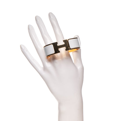 Hermes Enamel Wide Clic Clac H Bracelet GM White 2 of 5