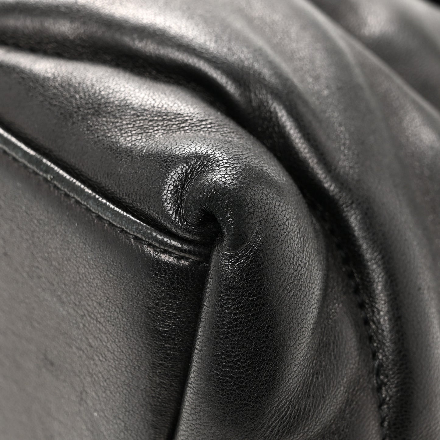 Lambskin Quilted Monogram Monochrome Medium Loulou Puffer Chain Satchel Black