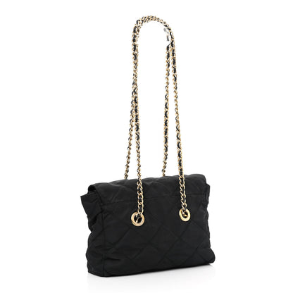 Prada Nylon Tessuto Impuntu Quilted Flap Shoulder Bag Black 3 of 9