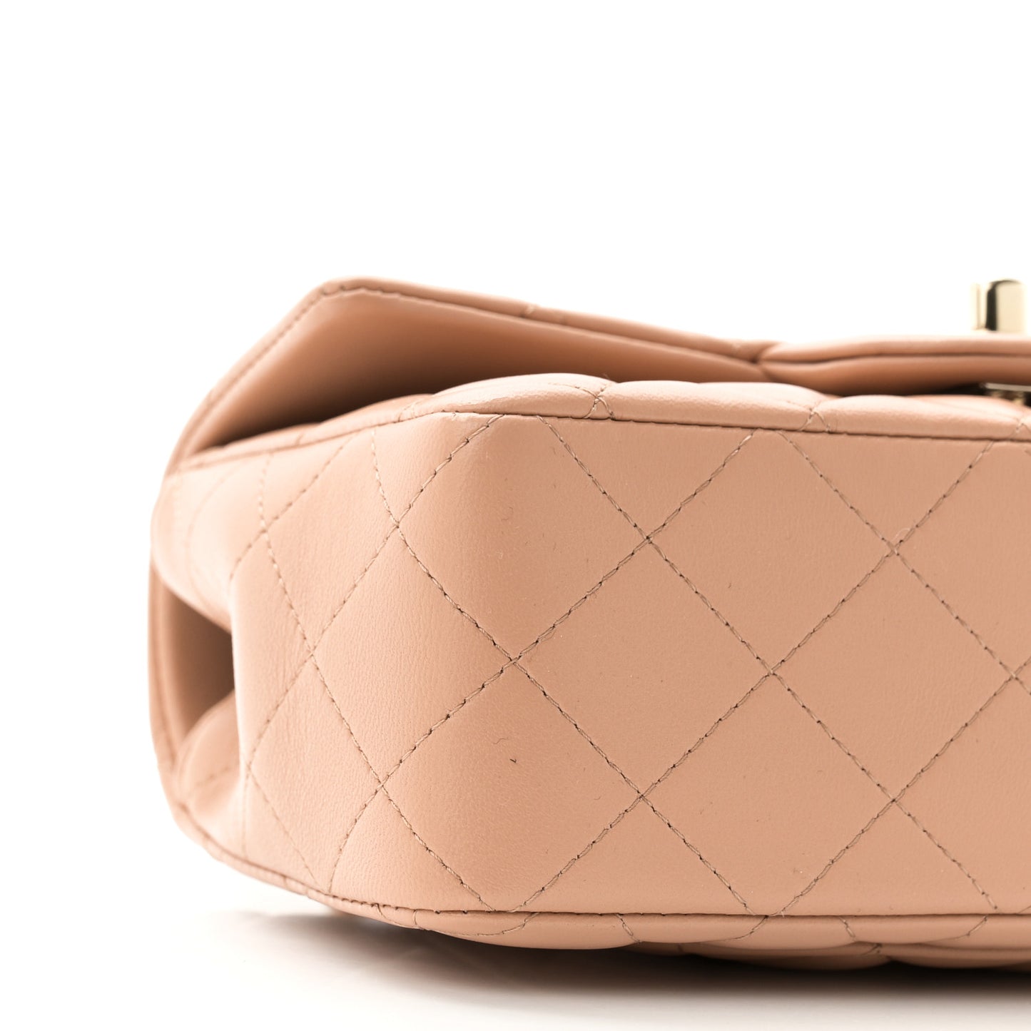 Lambskin Quilted Mini Top Handle Rectangular Flap Beige