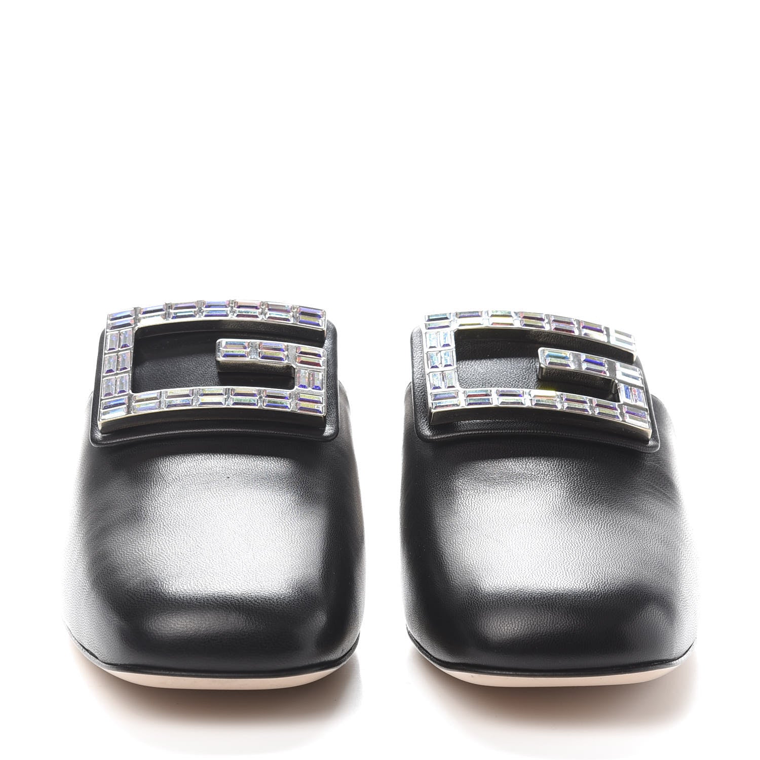 Gucci Malaga Kid Crystal Square G Madelyn Mules 39.5 Black 2 of 8