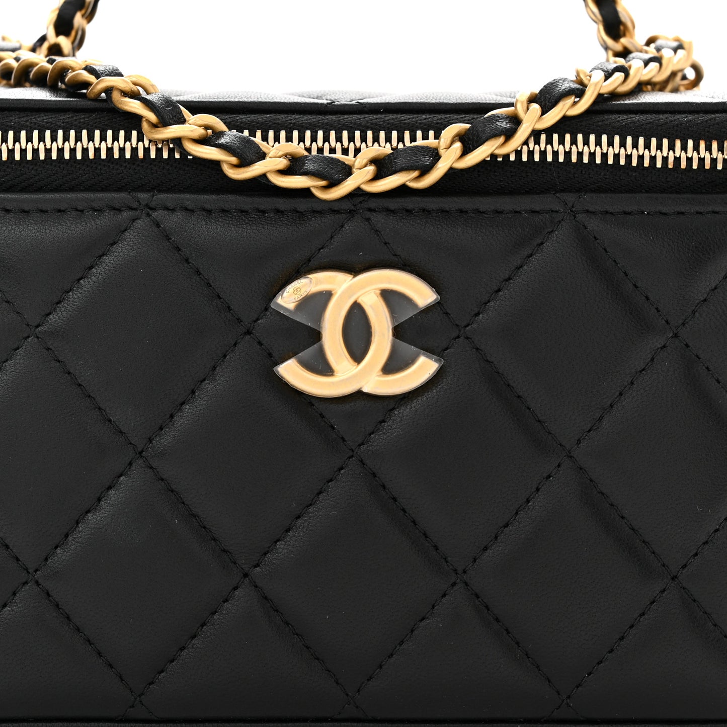 Lambskin Quilted Pick Me Up Vanity Case Black