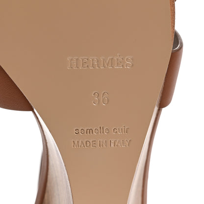 Hermes Calfskin Legend Wedge Sandals 36 Gold 8 of 8