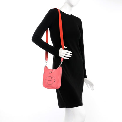 Hermes Taurillon Clemence Amazone Evelyne TPM Rose Azalee Rouge Pivoine 2 of 7