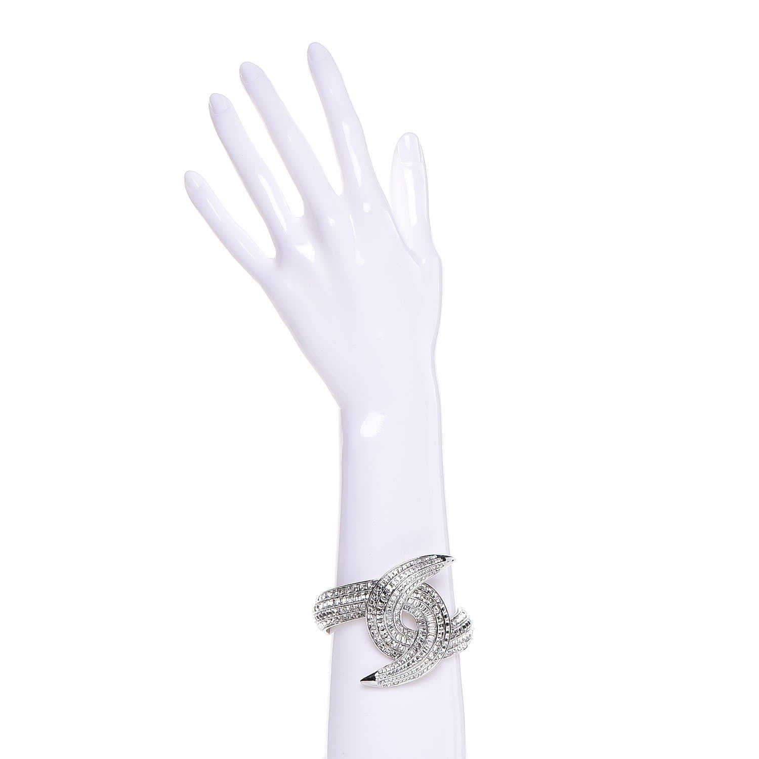 Chanel Crystal Baguette CC Cuff Silver 2 of 6