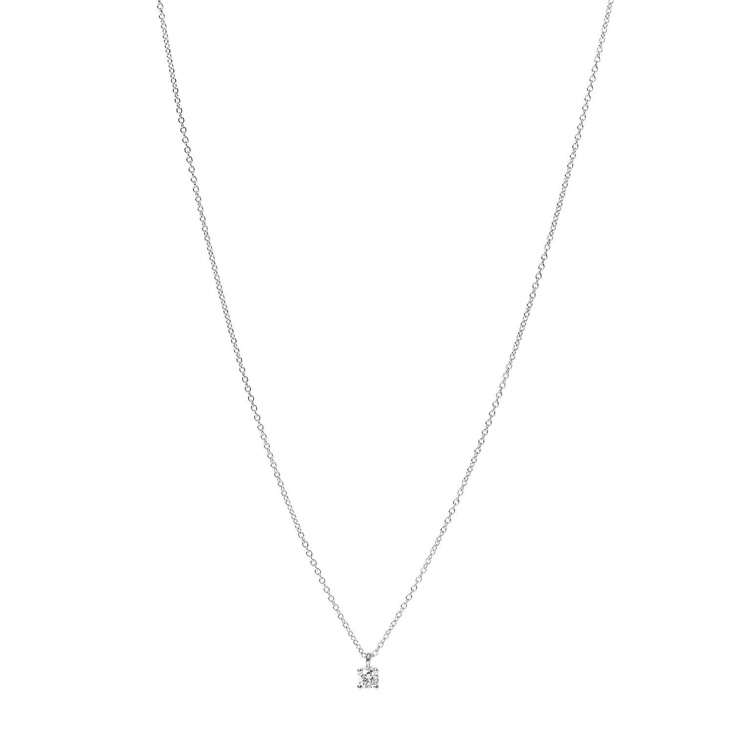 Tiffany Platinum Diamond .17ct Solitaire Pendant Necklace 1 of 6