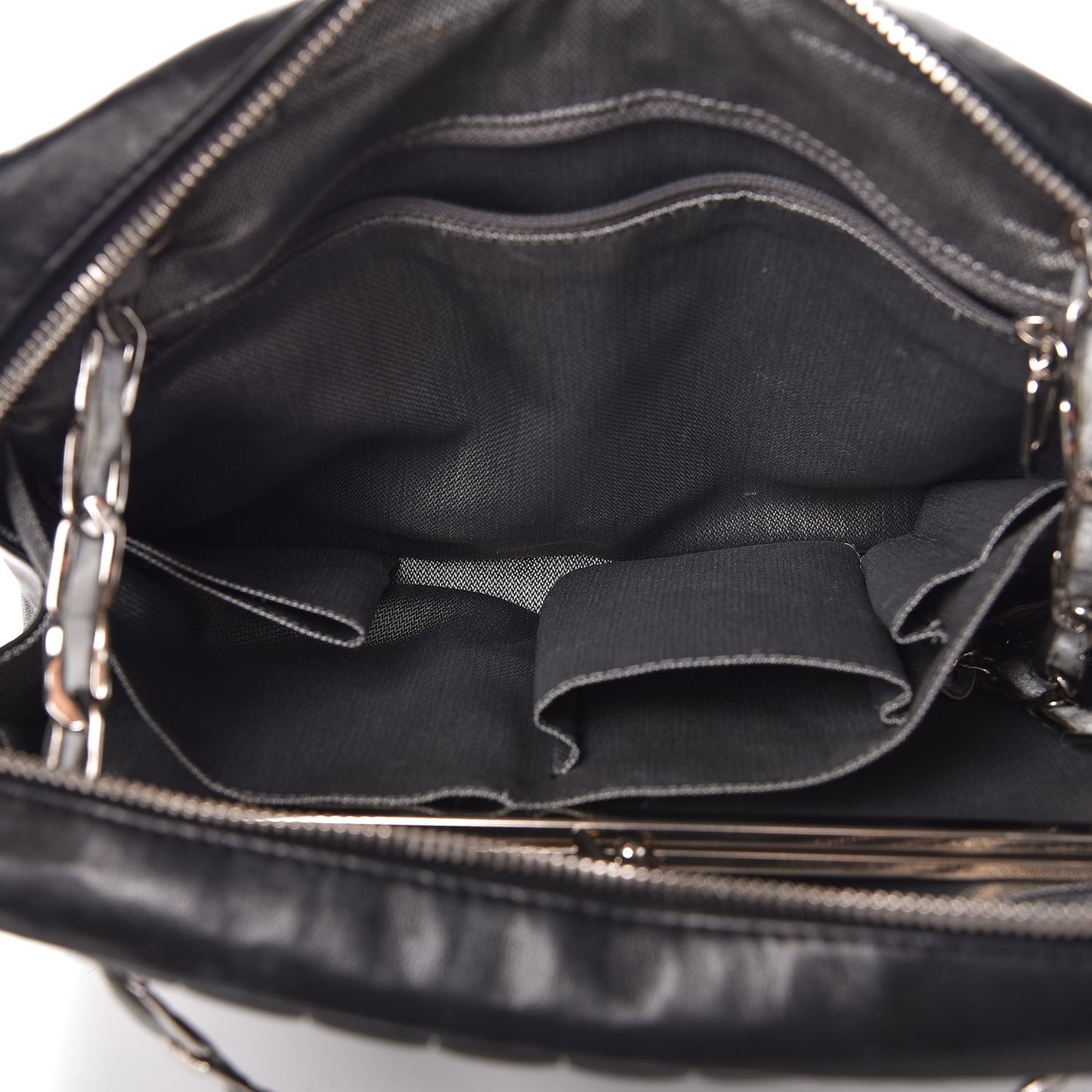 Lambskin Vertical Quilted Mademoiselle Small Camera Case Black