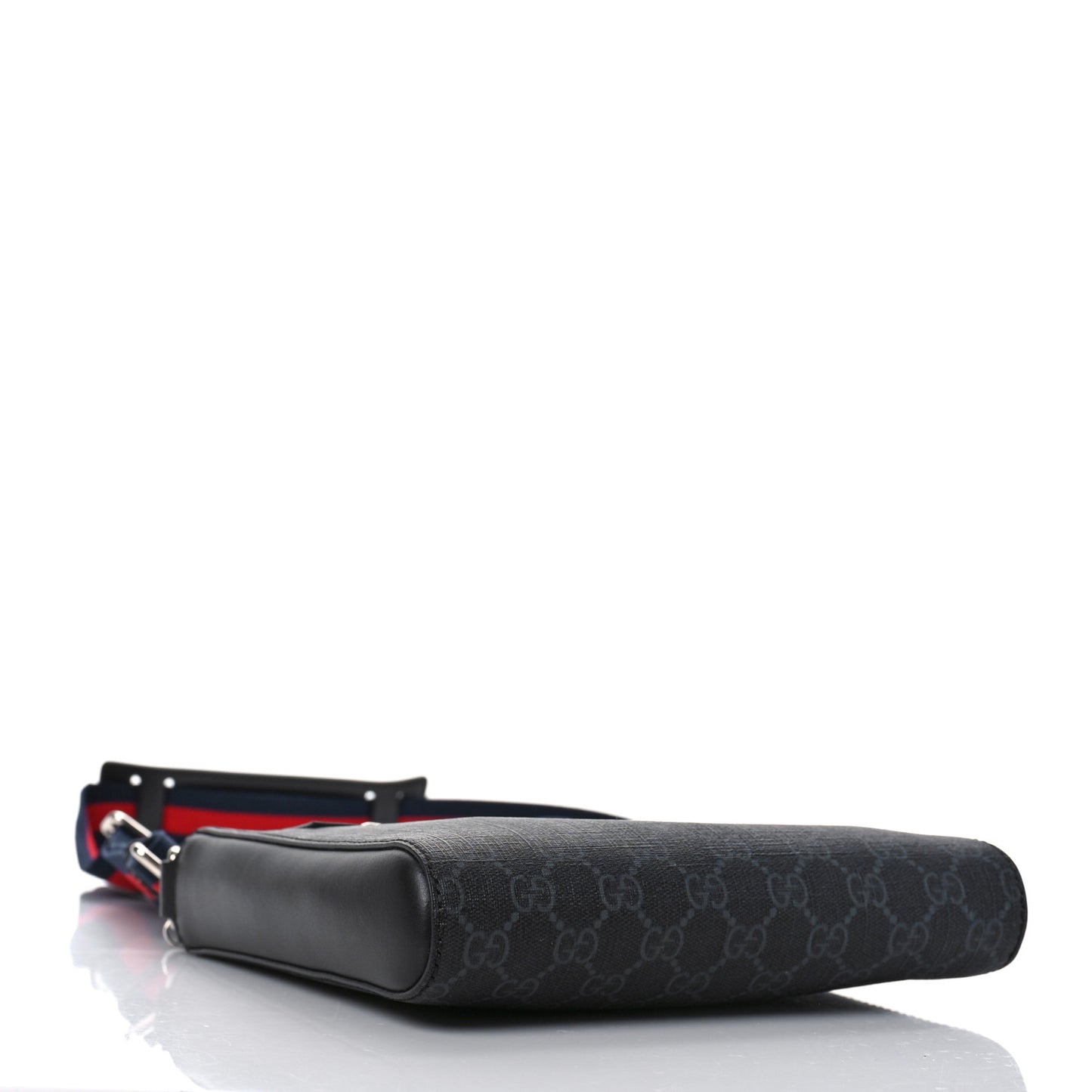 GG Supreme Monogram Web Small Flat Messenger Bag Black Grey
