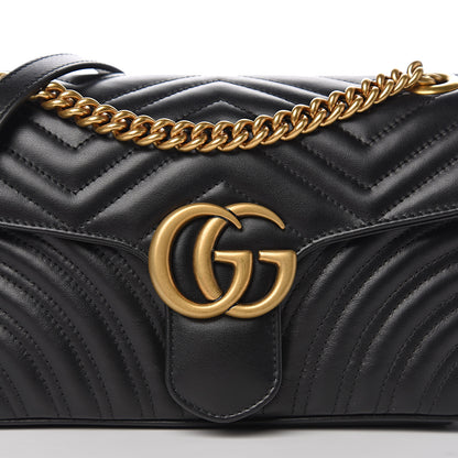 Gucci Calfskin Matelasse Small GG Marmont Shoulder Bag Black 9 of 10