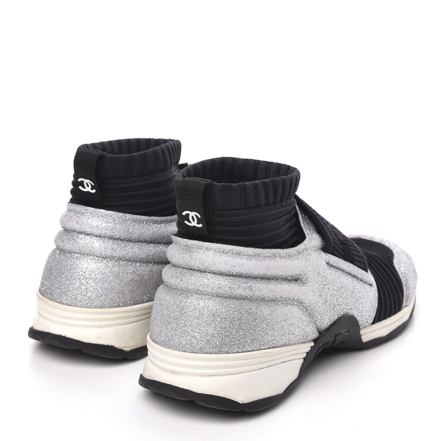 Glitter Stretch Fabric CC Sneakers 39 Black Silver