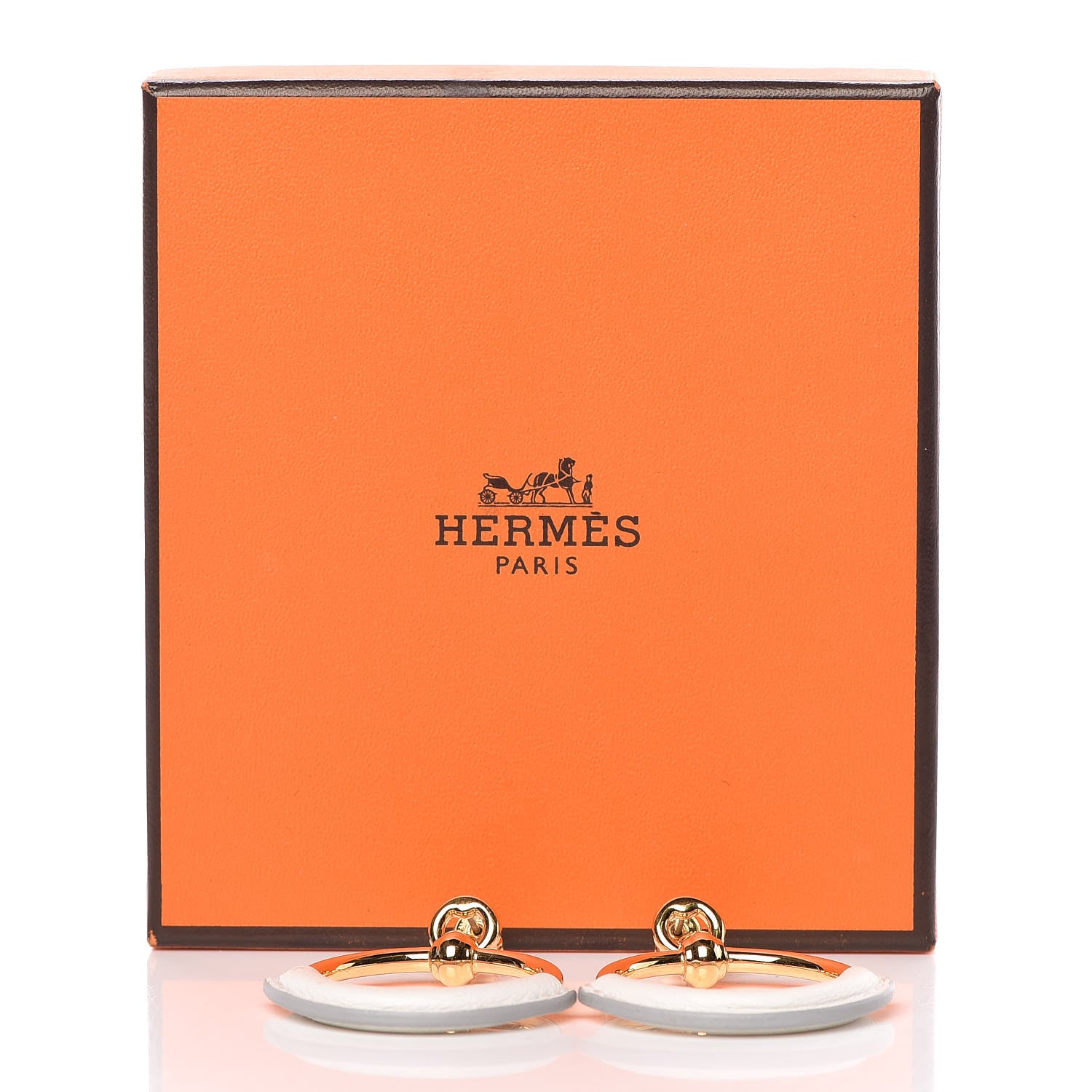 Hermes Swift Loop Earrings Gold White 5 of 5
