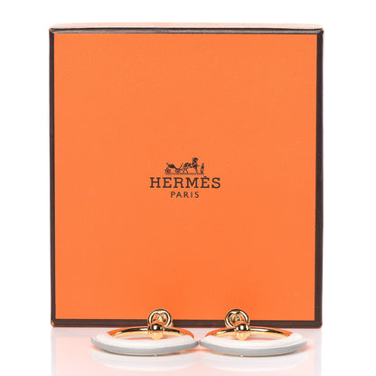Hermes Swift Loop Earrings Gold White 5 of 5