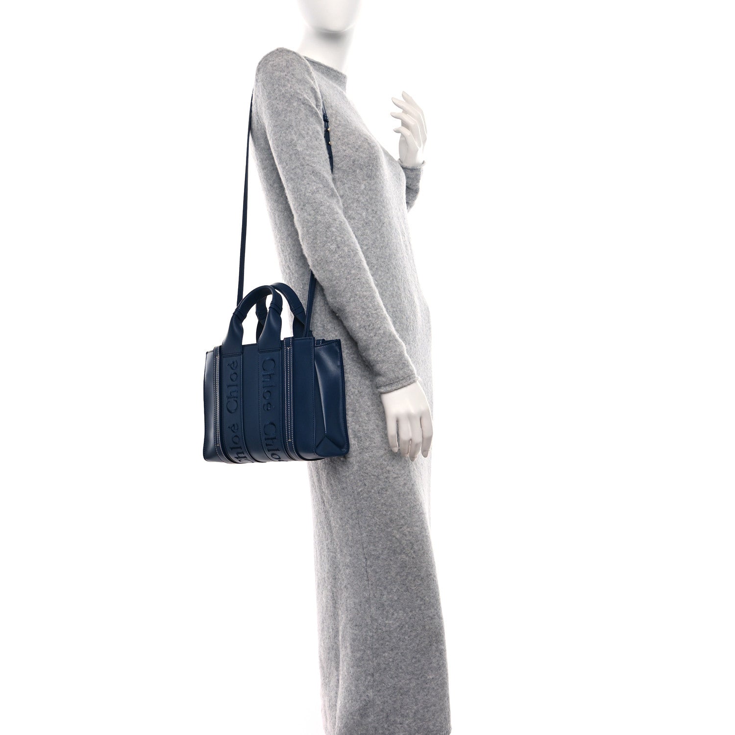 Chloe Calfskin Small Woody Tote Blue 2 of 8