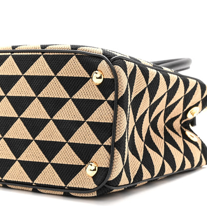 Prada Jacquard Saffiano Triangolo Symbole Embroidered Small Galleria Double Zip Tote Black Corda 10 of 10