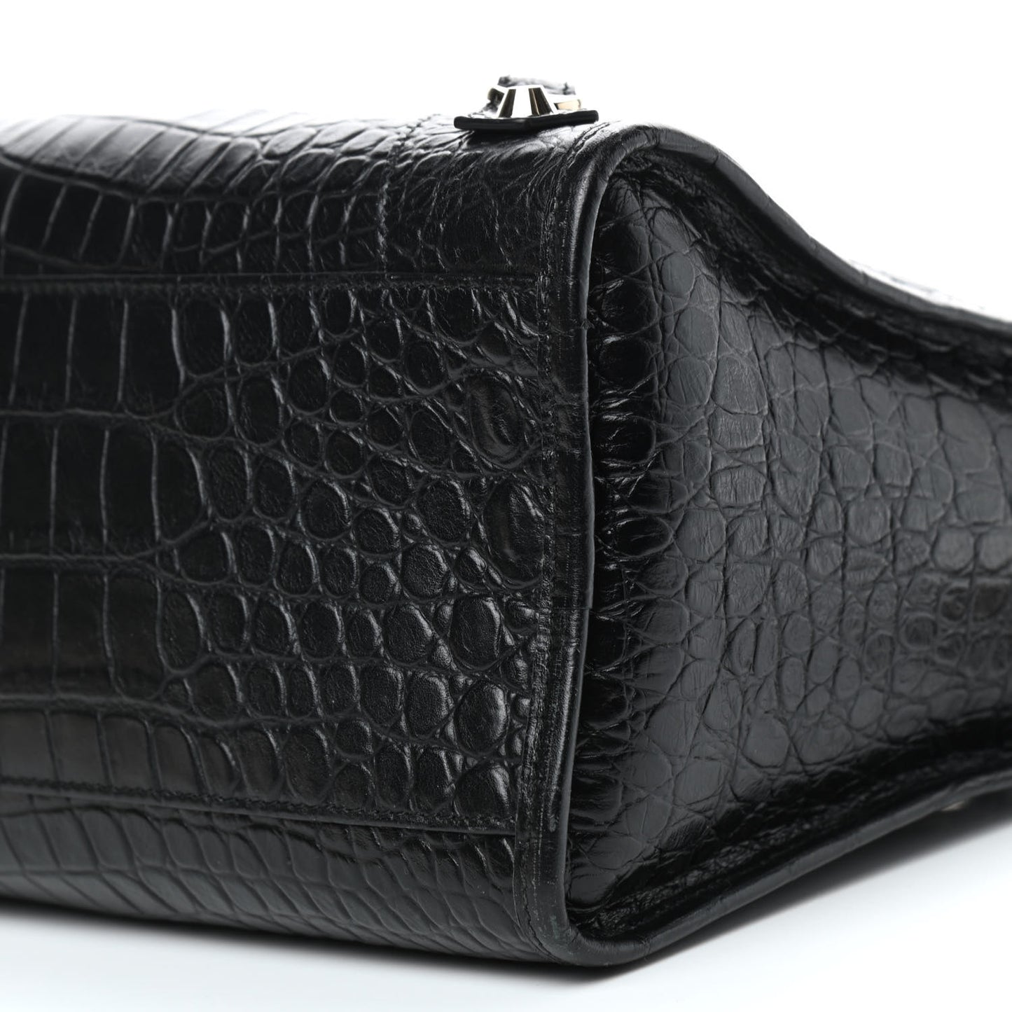 Calfskin Crocodile Embossed Classic Hardware City Black