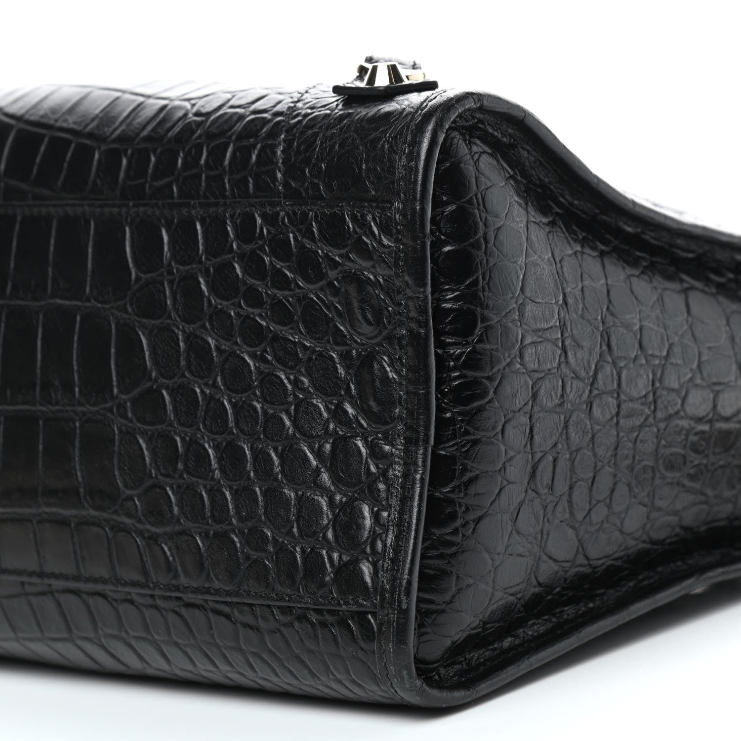 Balenciaga Calfskin Crocodile Embossed Classic Hardware City Black 7 of 10