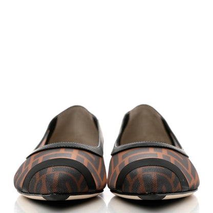 Fendi Mesh FF Skimmer Ballerina Flats 38 Tobacco Moro Black 2 of 8