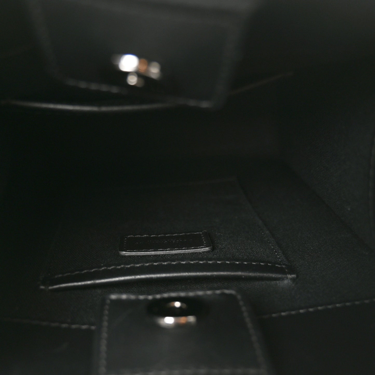 Denim Patchwork Small Logo Shopper Tote Black
