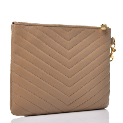 Saint Laurent Calfskin Matelasse Chevron Monogram A5 Wristlet Cork 3 of 7