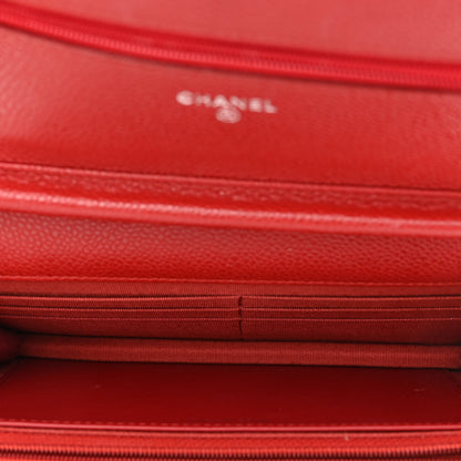 Chanel Caviar Quilted Wallet On Chain WOC Red 5 of 11