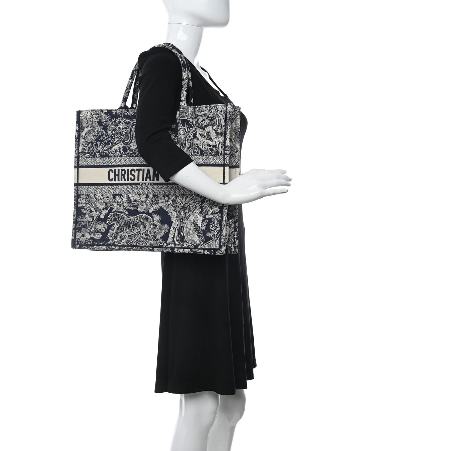 Canvas Embroidered Large Dioriviera Toile De Jouy Reverse Book Tote Blue