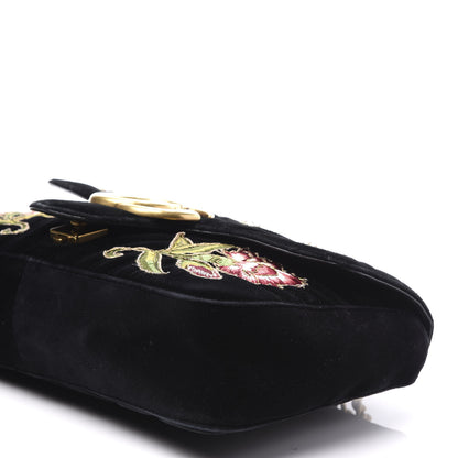 Gucci Velvet Matelasse Loved Embroidered Medium GG Marmont Shoulder Bag Black 9 of 12