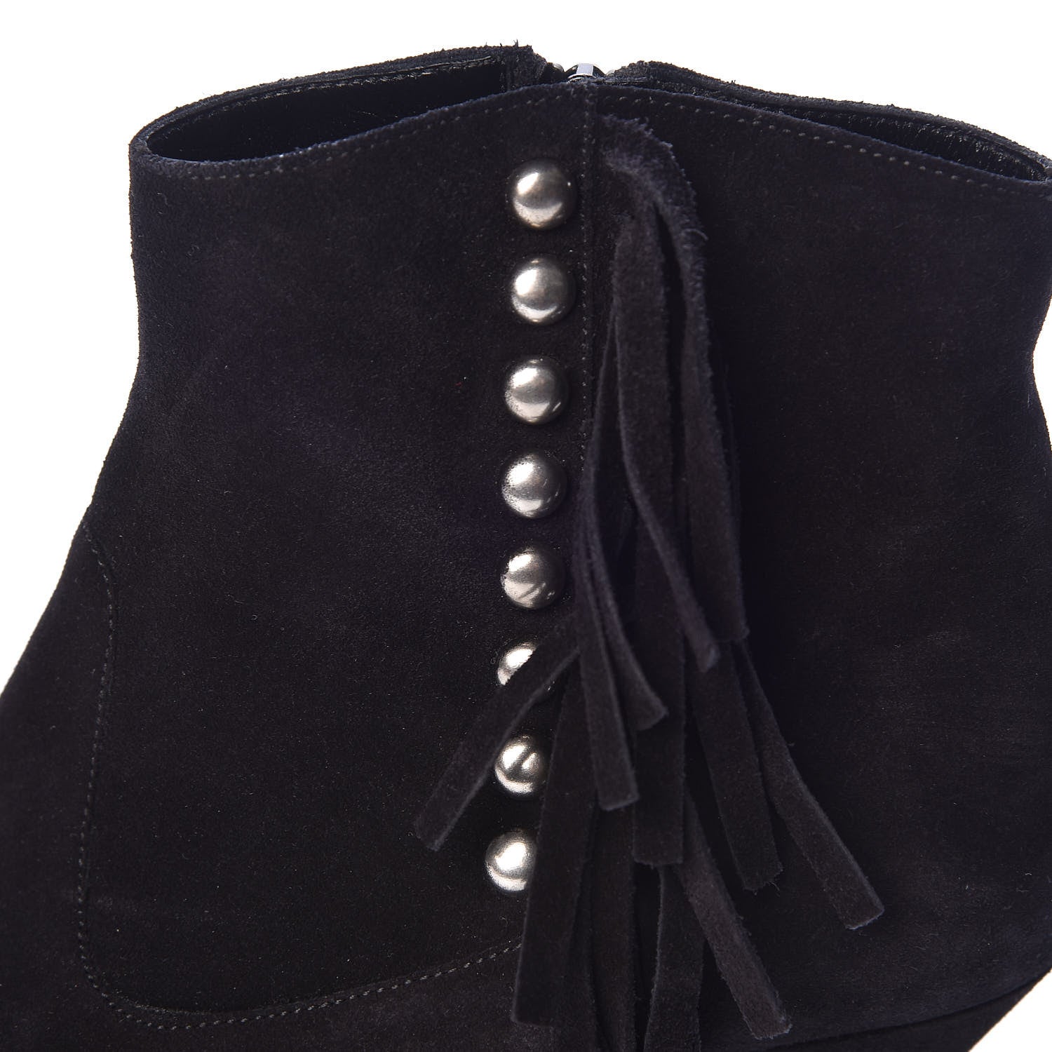 Saint Laurent Suede Fringe Cat Ankle Boots 36.5 Black 9 of 12