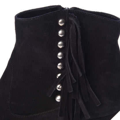 Saint Laurent Suede Fringe Cat Ankle Boots 36.5 Black 9 of 12
