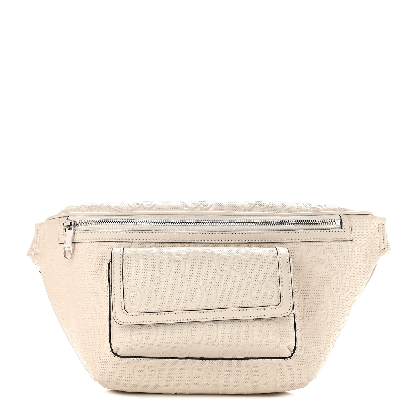 Calfskin GG Tennis Embossed Pocket Belt Bag Mystic White