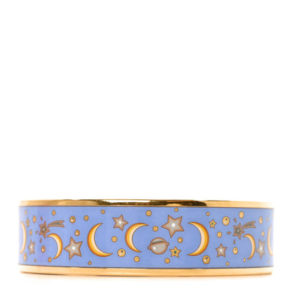 Hermes Enamel Printed Wide Moon Stars Bracelet 70 Bleu 3 of 6