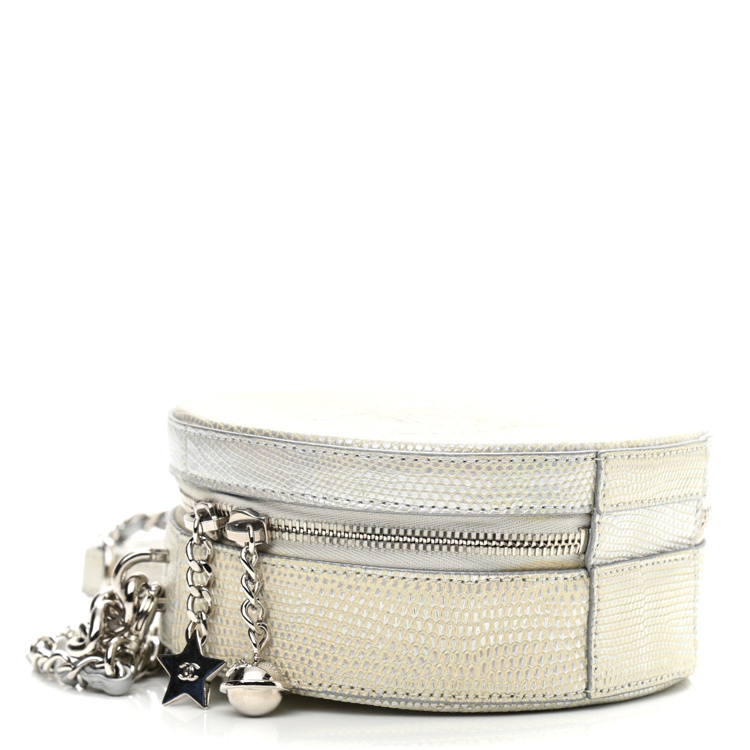 Chanel Metallic Lizard Round As Earth Evening Bag Silver 4 of 14