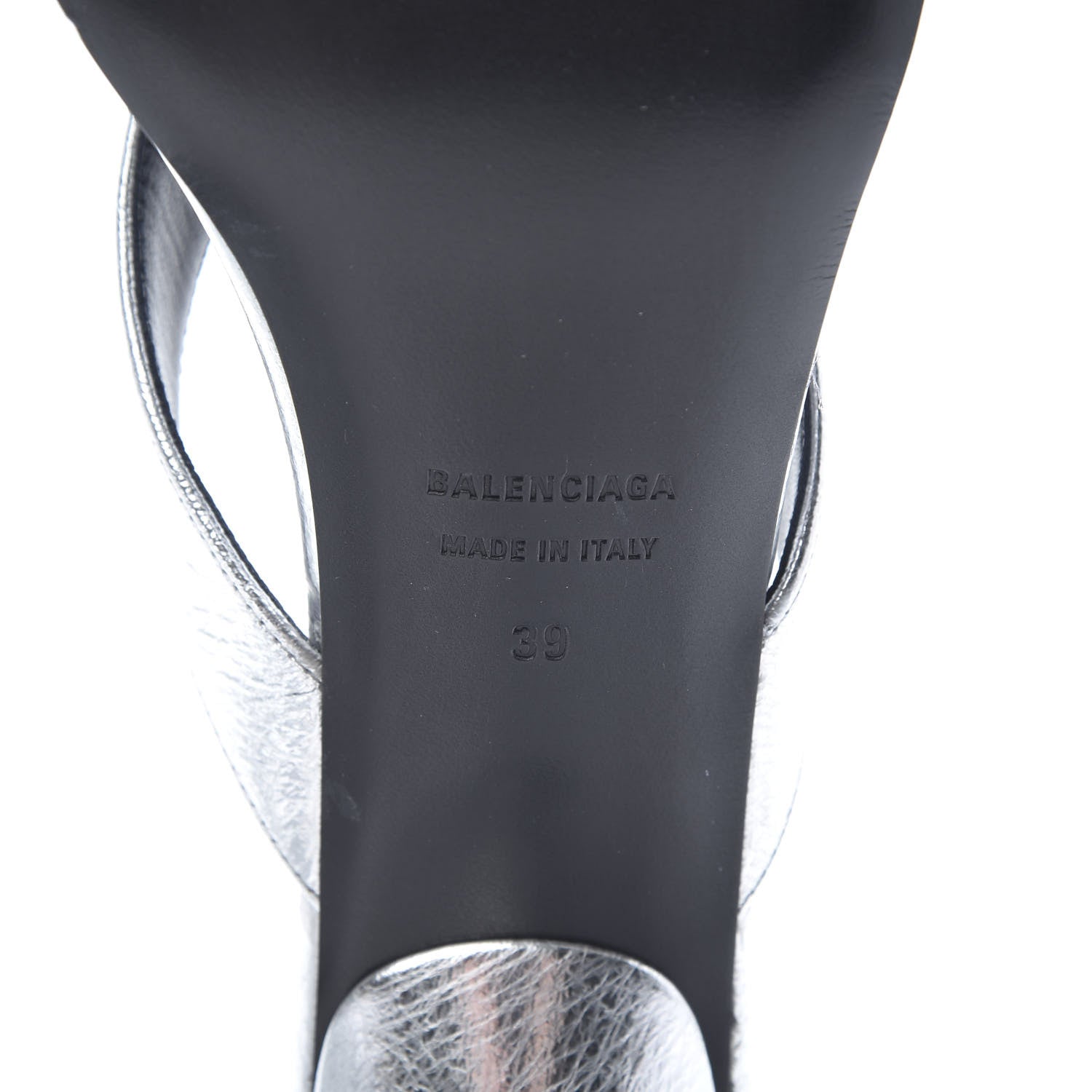 Balenciaga Calfskin Double Square Flat 60mm Sandals 39 Silver Black 6 of 9
