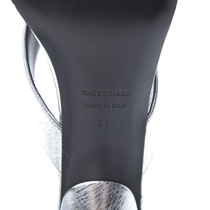 Balenciaga Calfskin Double Square Flat 60mm Sandals 39 Silver Black 6 of 9