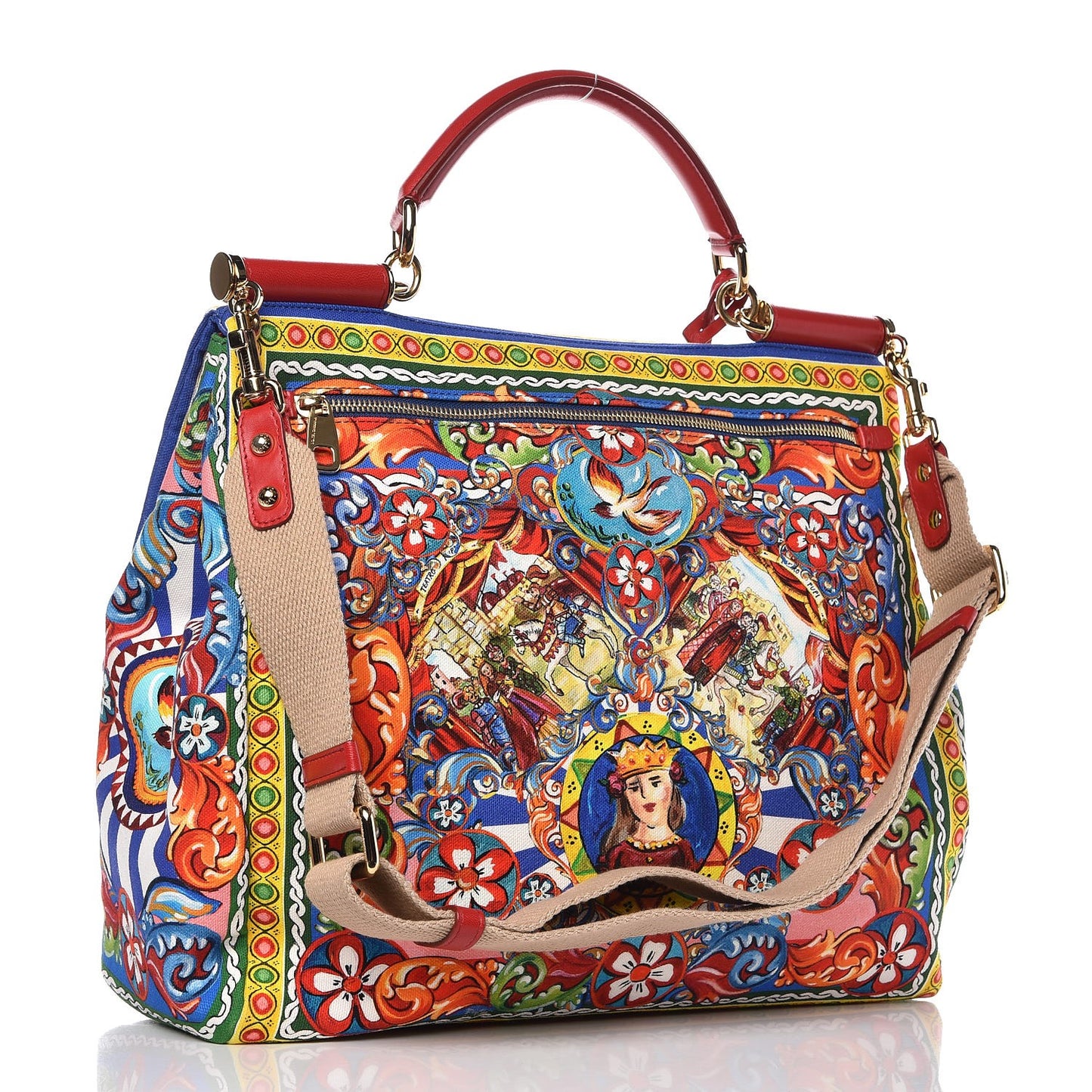 Canvas Court Printed Extra Large Miss Sicily Satchel Multicolor
