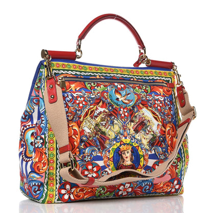 Dolce & Gabbana Canvas Court Printed Extra Large Miss Sicily Satchel Multicolor 3 of 8