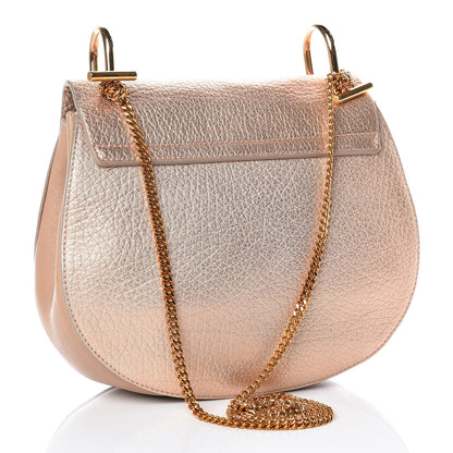 Chloe Metallic Grained Goatskin Drew Shoulder Bag Rose Gold 3 of 9