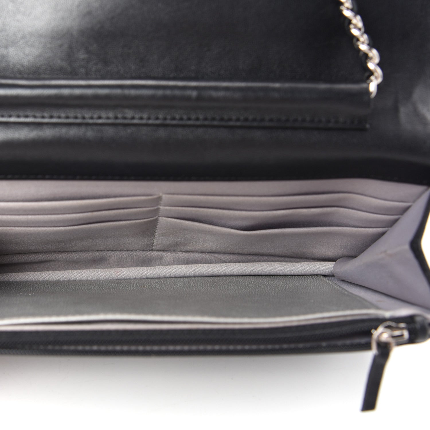 Chanel Lambskin Camellia Embossed Wallet on Chain WOC Black 5 of 10