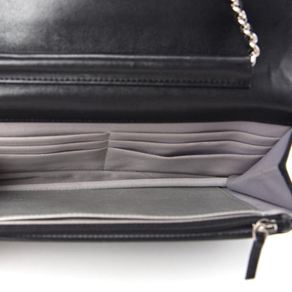 Chanel Lambskin Camellia Embossed Wallet on Chain WOC Black 5 of 10