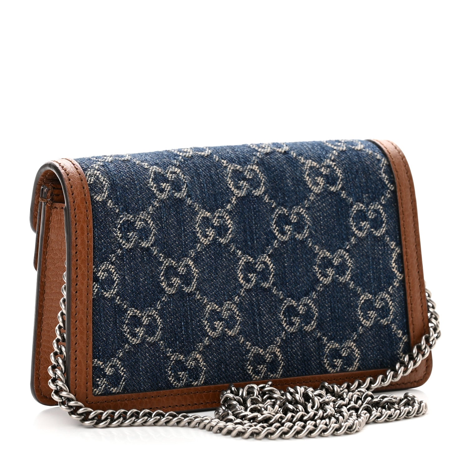 Gucci New Denim GG Monogram Dollar Calfskin Enamel Super Mini Dionysus Shoulder Bag Blue Tea Cuir Epilog Electric Blue 3 of 8