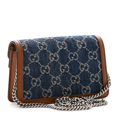 Gucci New Denim GG Monogram Dollar Calfskin Enamel Super Mini Dionysus Shoulder Bag Blue Tea Cuir Epilog Electric Blue 3 of 8