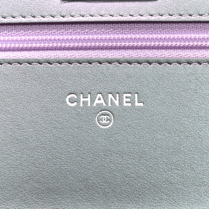 Chanel Iridescent Lambskin Quilted Reissue Wallet On Chain WOC Light Purple 6 of 12