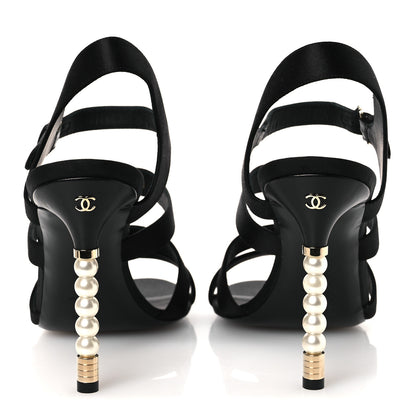 Chanel Kid Suede Pearl Sandals 42 Black 6 of 12