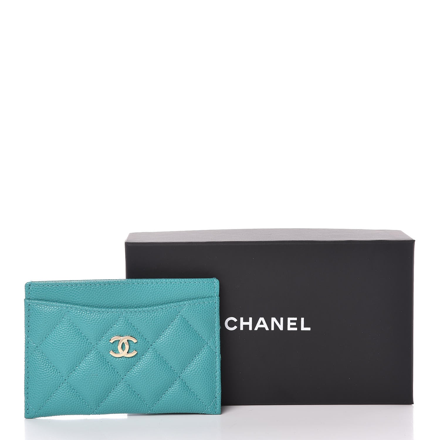 Chanel Caviar Quilted Card Holder Turquoise 9 of 9