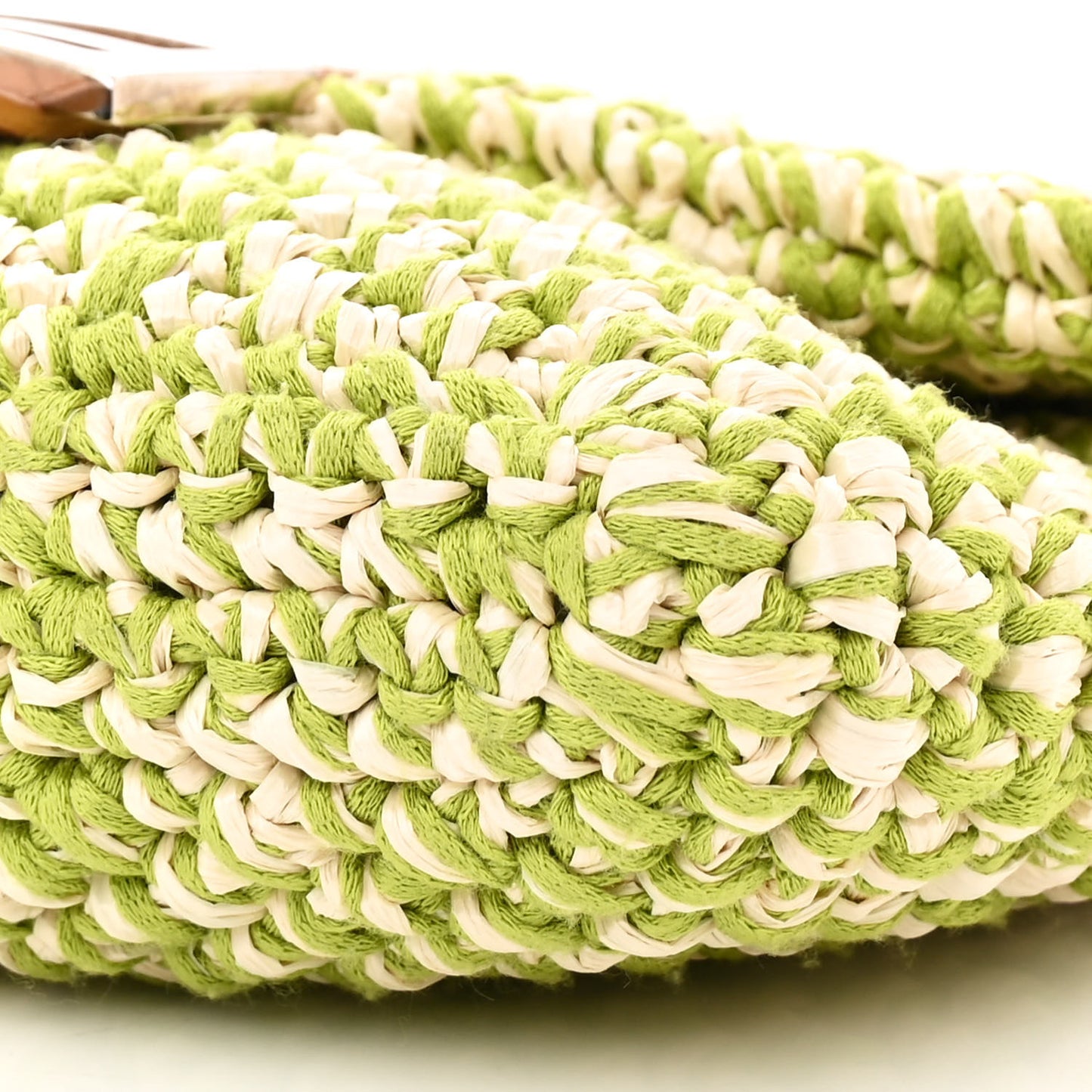Woven Straw Baguette Green