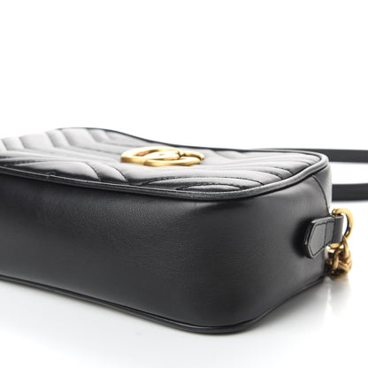 Gucci Calfskin Matelasse Small GG Marmont Chain Shoulder Bag Black 7 of 10