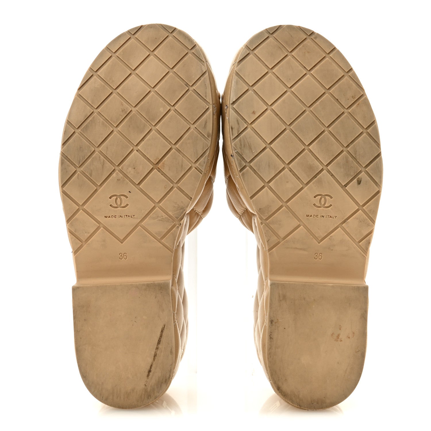 Chanel Lambskin Quilted CC Mules Wedge Sandals 36 Beige 6 of 11