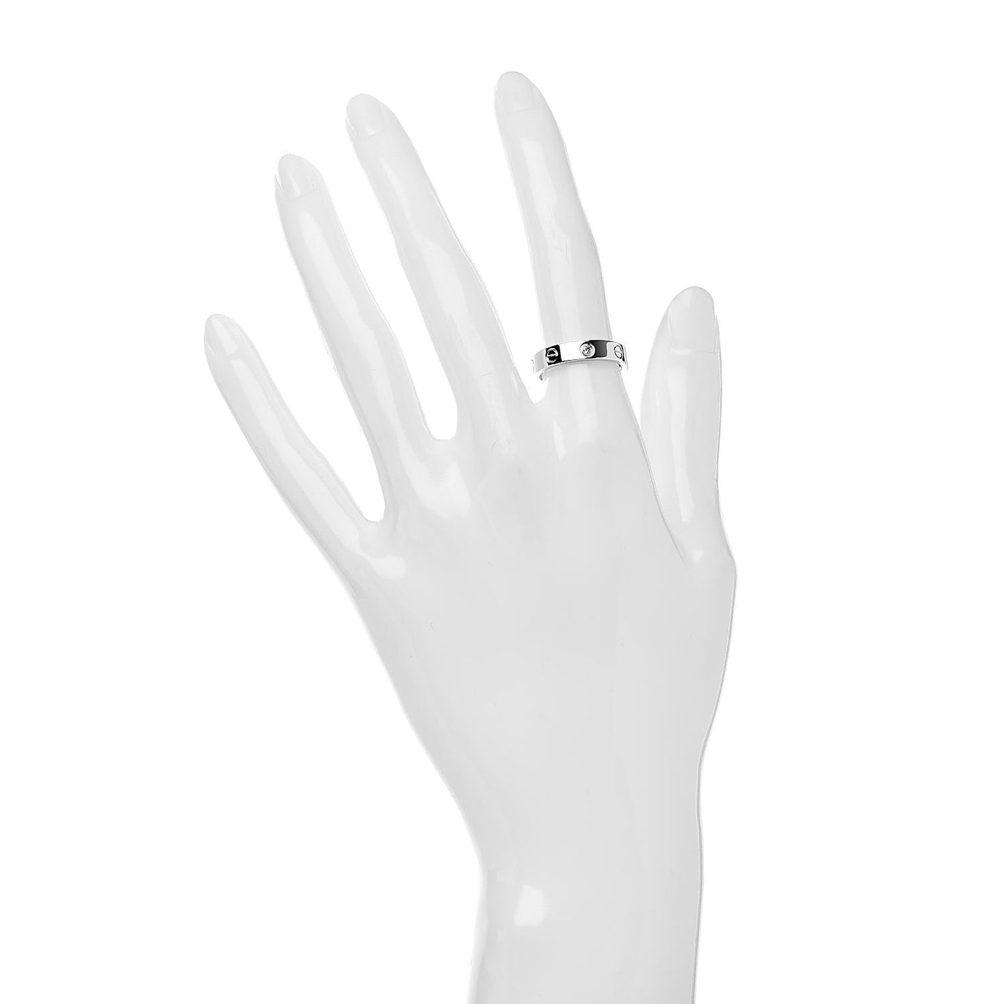 18K White Gold Diamond 4mm LOVE Wedding Band Ring 51 5.75